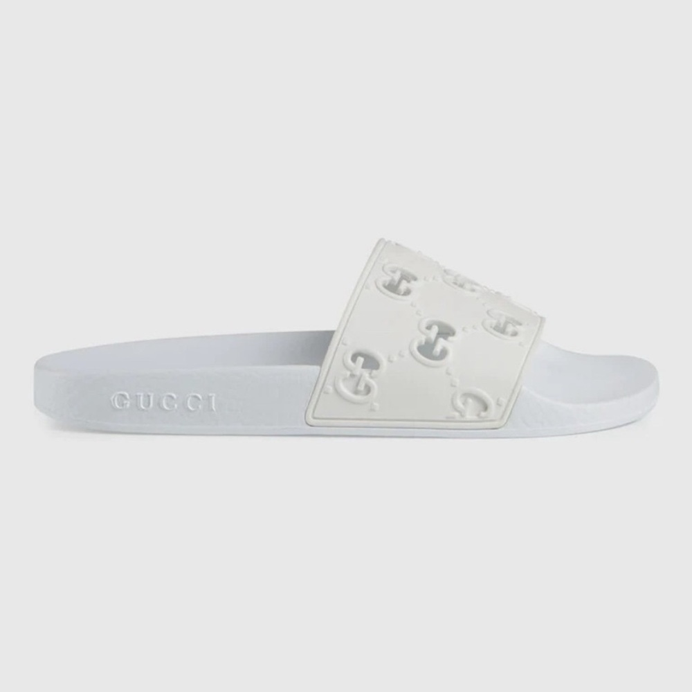 Gucci White Slide Sandals